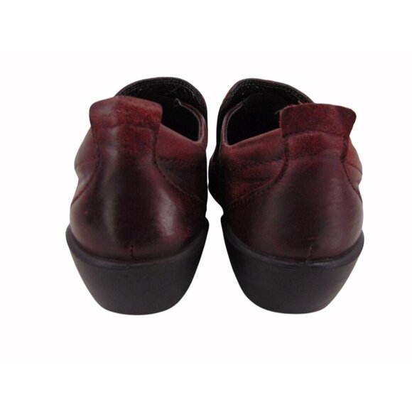 Romika Dark Red Two Hook Shoes US 8 EUR 39 Round Toe Elastic Loop Leather - Picture 8 of 16